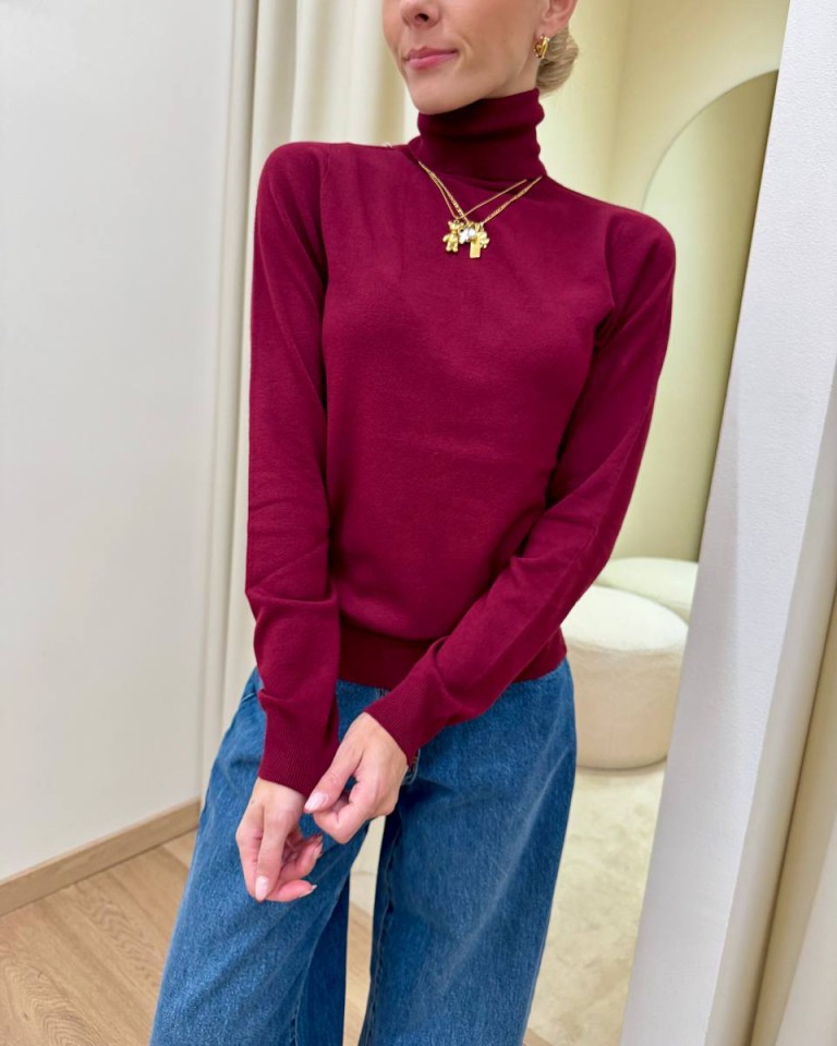 Dolcevita maglia rasata marsala Kontatto Shop Online Dolcevita maglia rasata marsala Kontatto