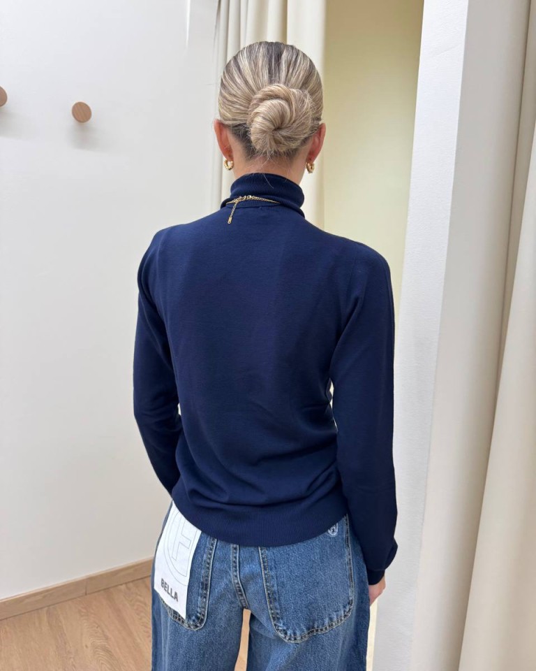 Dolcevita maglia rasata blu navy Kontatto Shop Online Dolcevita maglia rasata blu navy Kontatto