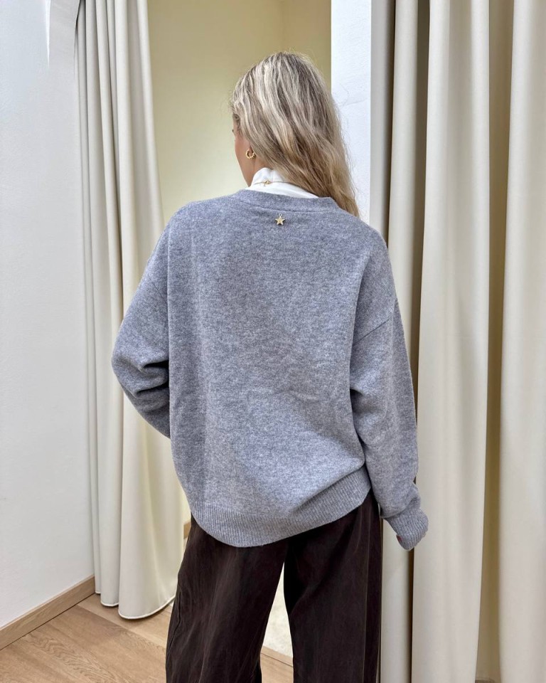 Cardigan over tasche a toppa grigio Souvenir Shop Online Cardigan over tasche a toppa grigio Souvenir