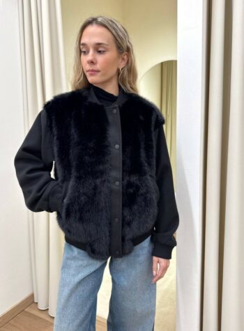 Shop Online Pellicciotto felpa nero Souvenir