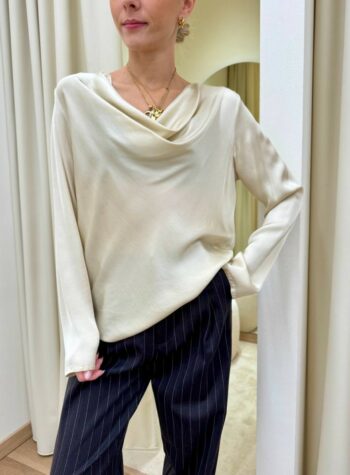 Shop Online Blusa raso scollo a gronda beige Souvenir