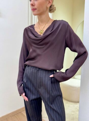Shop Online Blusa raso scollo a gronda moro Souvenir