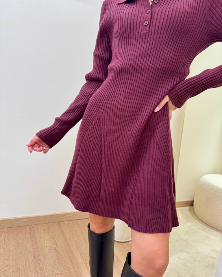 Vestito in maglia collo a polo bordeaux Mar De Margaritas Shop Online Vestito in maglia collo a polo bordeaux Mar De Margaritas