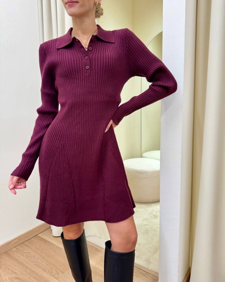 Vestito in maglia collo a polo bordeaux Mar De Margaritas Shop Online Vestito in maglia collo a polo bordeaux Mar De Margaritas