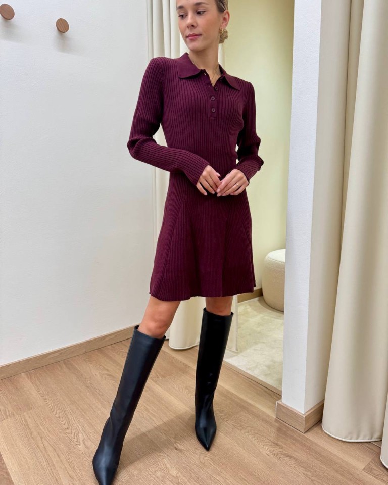 Vestito in maglia collo a polo bordeaux Mar De Margaritas Shop Online Vestito in maglia collo a polo bordeaux Mar De Margaritas