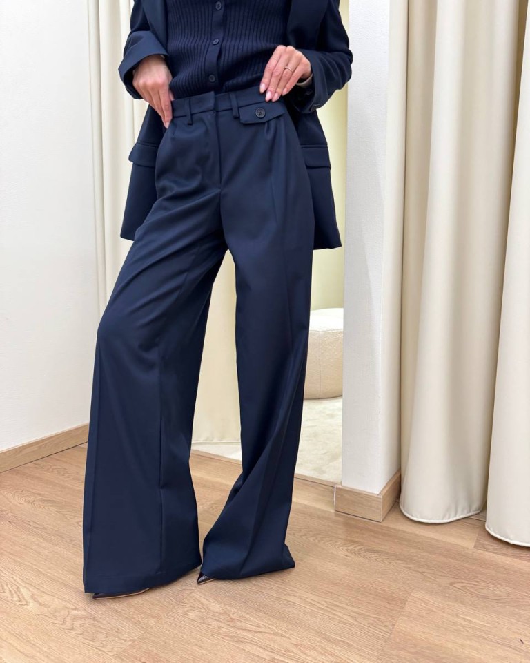 Pantalone palazzo con pinces blu Mar De Margaritas Shop Online Pantalone palazzo con pinces blu Mar De Margaritas