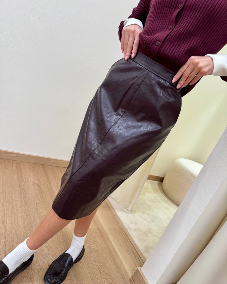 Gonna ecopelle midi bordeaux Mar De Margaritas Shop Online Gonna ecopelle midi bordeaux Mar De Margaritas