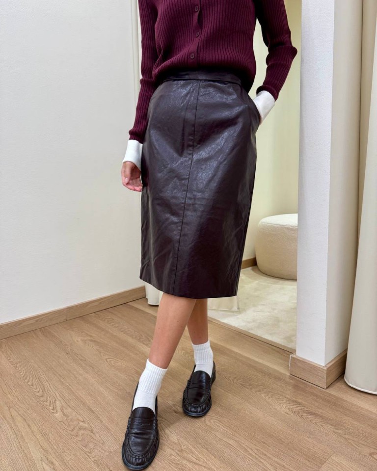 Gonna ecopelle midi bordeaux Mar De Margaritas Shop Online Gonna ecopelle midi bordeaux Mar De Margaritas