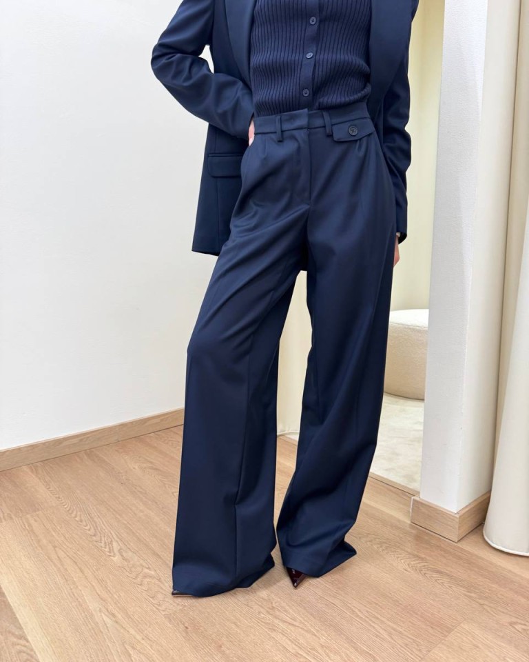 Pantalone palazzo con pinces blu Mar De Margaritas Shop Online Pantalone palazzo con pinces blu Mar De Margaritas