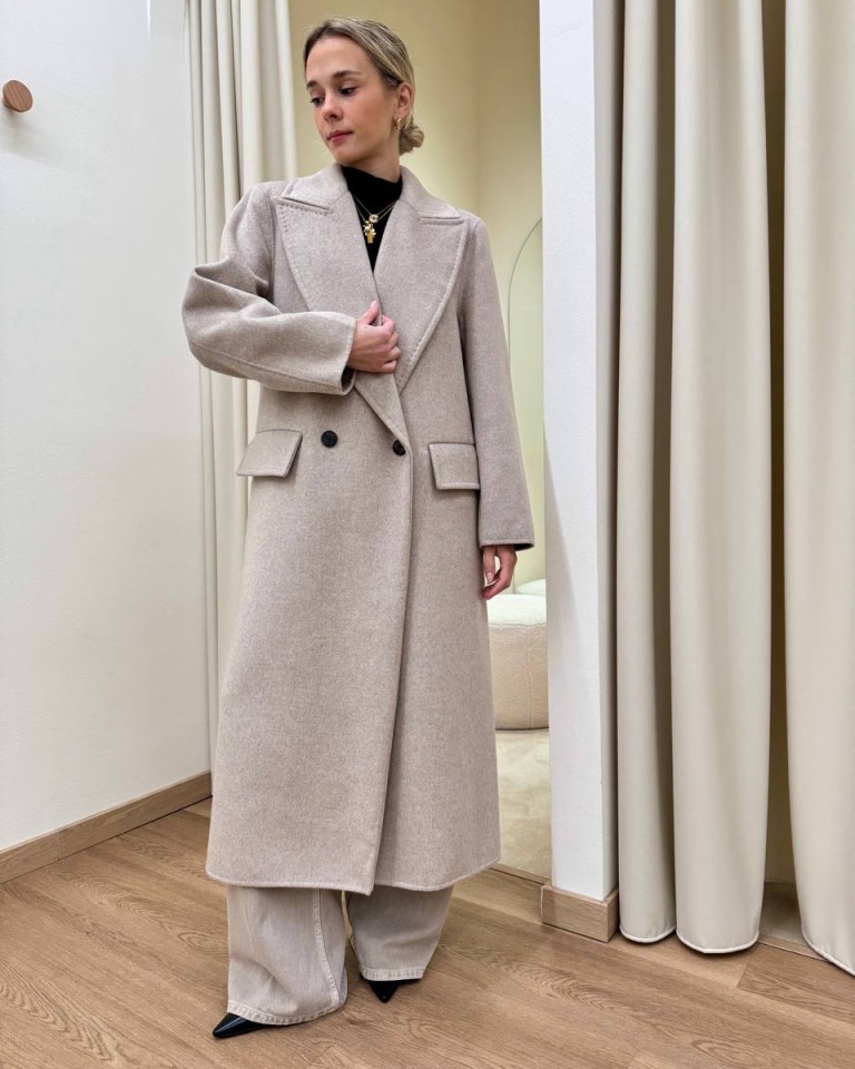 Cappotto Hand Made lungo doppiopetto tortora mélange Vicolo Shop Online Cappotto Hand Made lungo doppiopetto tortora mélange Vicolo