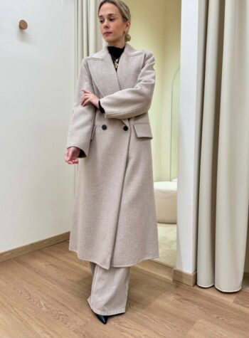 Shop Online Cappotto Hand Made lungo doppiopetto tortora mélange Vicolo