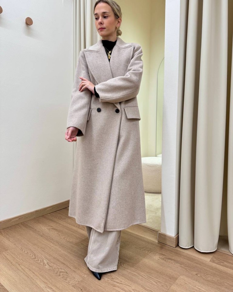 Cappotto Hand Made lungo doppiopetto tortora mélange Vicolo Shop Online Cappotto Hand Made lungo doppiopetto tortora mélange Vicolo