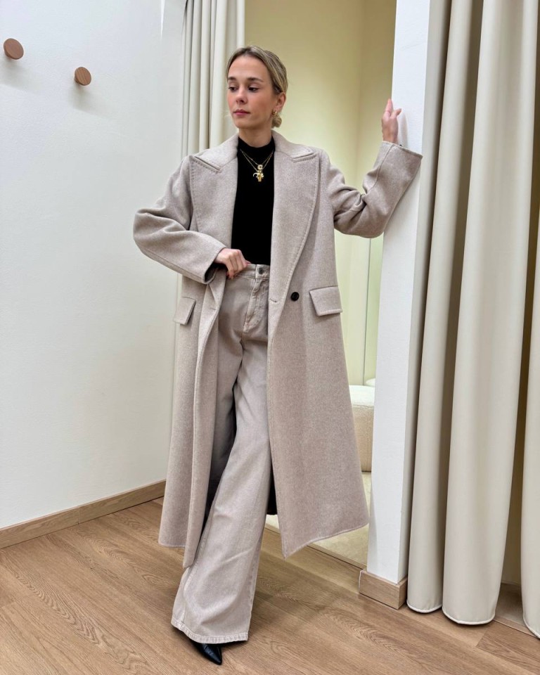 Cappotto Hand Made lungo doppiopetto tortora mélange Vicolo Shop Online Cappotto Hand Made lungo doppiopetto tortora mélange Vicolo