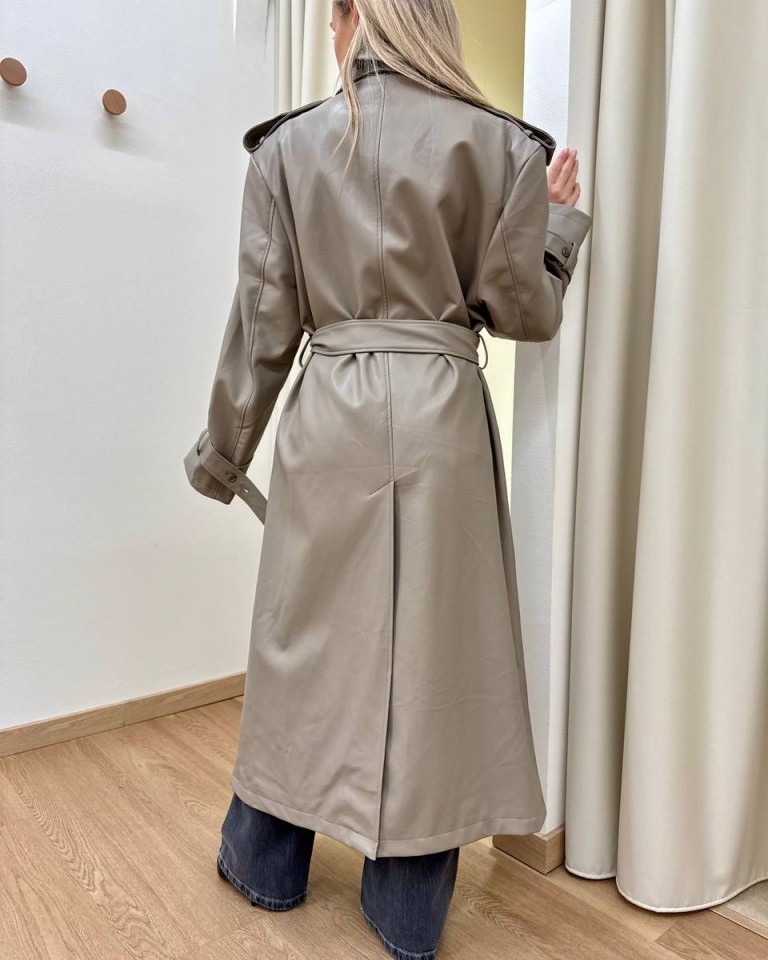 Trench lungo ecopelle tortora HaveOne Shop Online Trench lungo ecopelle tortora HaveOne