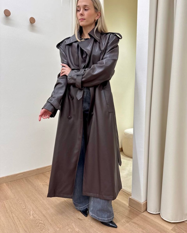Trench lungo ecopelle moro HaveOne Shop Online Trench lungo ecopelle moro HaveOne