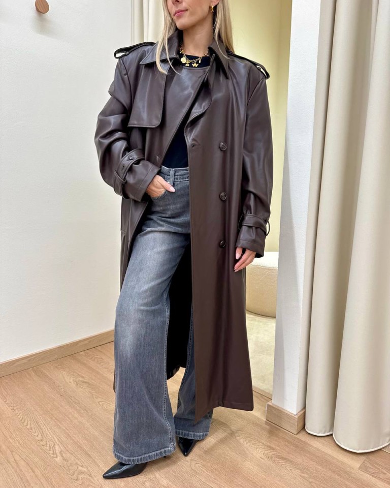 Trench lungo ecopelle moro HaveOne Shop Online Trench lungo ecopelle moro HaveOne
