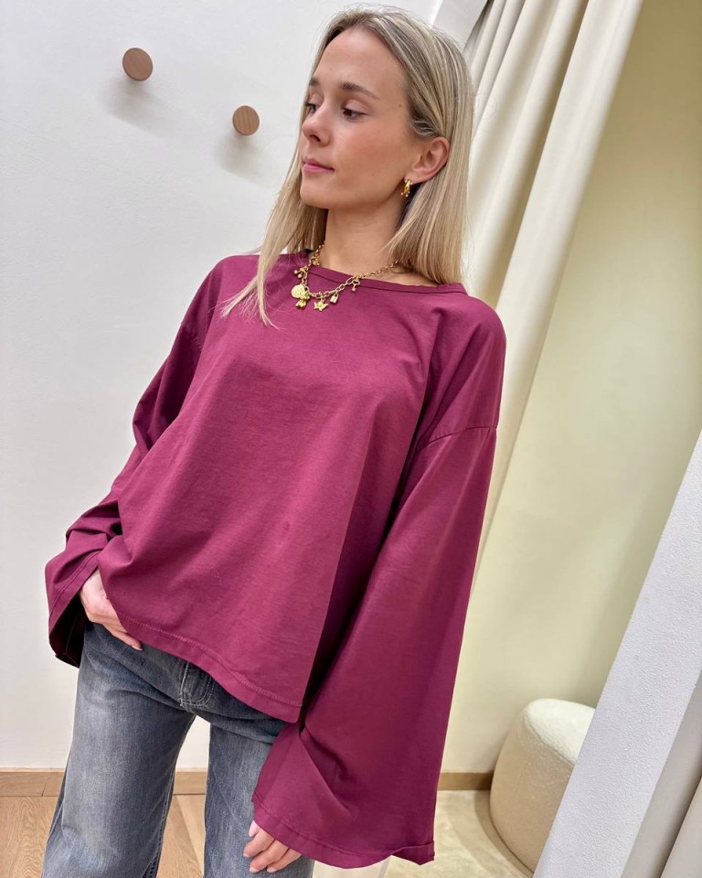 Maglia maniche ampissime bordeaux HaveOne Shop Online Maglia maniche ampissime bordeaux HaveOne