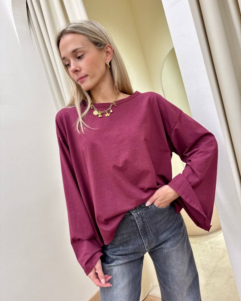 Maglia maniche ampissime bordeaux HaveOne Shop Online Maglia maniche ampissime bordeaux HaveOne