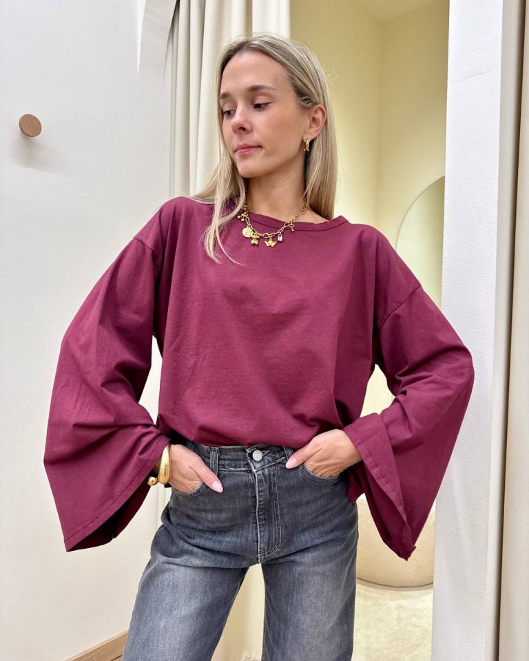 Maglia maniche ampissime bordeaux HaveOne Shop Online Maglia maniche ampissime bordeaux HaveOne