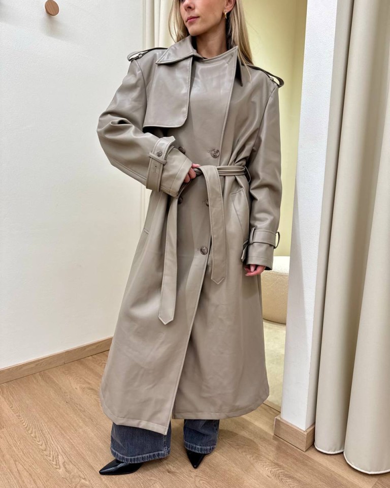 Trench lungo ecopelle tortora HaveOne Shop Online Trench lungo ecopelle tortora HaveOne