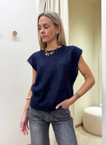 Shop Online Gilet con alpaca blu navy Kontatto