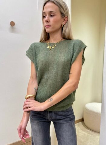 Shop Online Gilet con alpaca verde khaki Kontatto