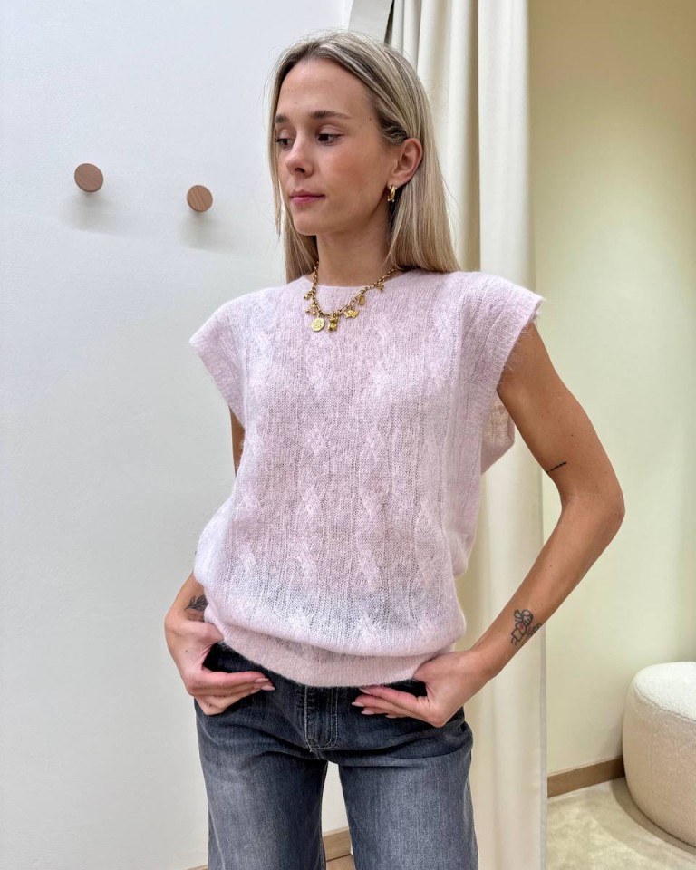 Gilet con alpaca rosa chiaro Kontatto Shop Online Gilet con alpaca rosa chiaro Kontatto