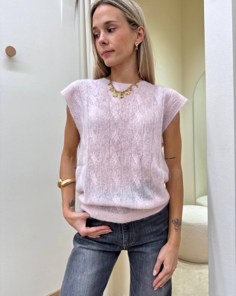 Gilet con alpaca rosa chiaro Kontatto Shop Online Gilet con alpaca rosa chiaro Kontatto