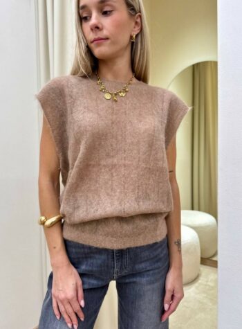 Shop Online Gilet con alpaca beige Kontatto