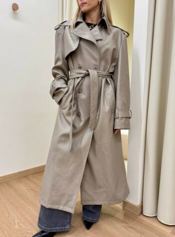 Shop Online Trench lungo ecopelle tortora HaveOne