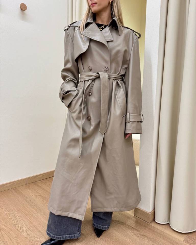 Trench lungo ecopelle tortora HaveOne Shop Online Trench lungo ecopelle tortora HaveOne