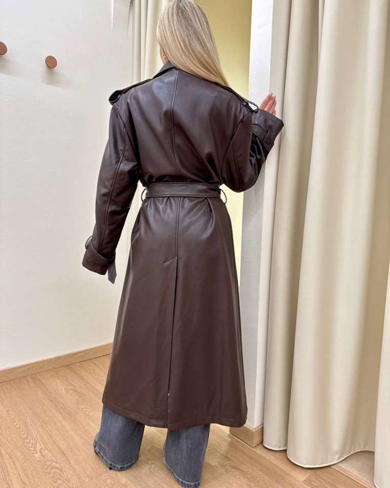 Trench lungo ecopelle moro HaveOne Shop Online Trench lungo ecopelle moro HaveOne