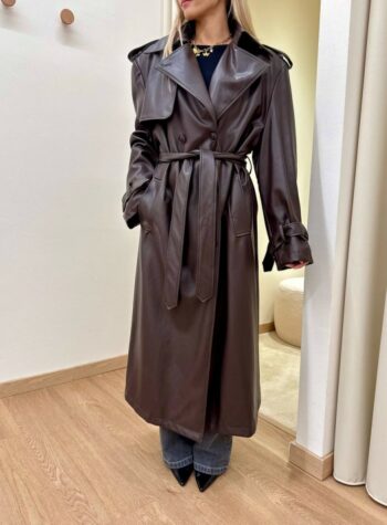 Shop Online Trench lungo ecopelle moro HaveOne