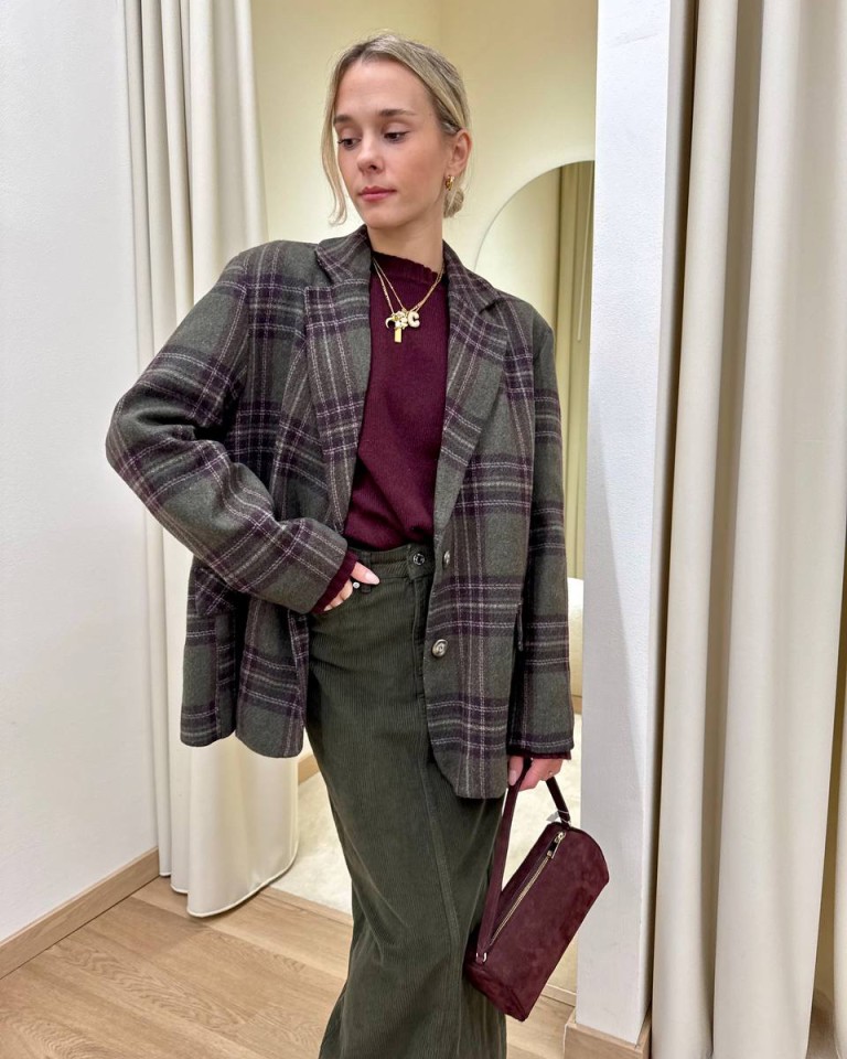 Giacca con lana check militare e bordeaux HaveOne Shop Online Giacca con lana check militare e bordeaux HaveOne