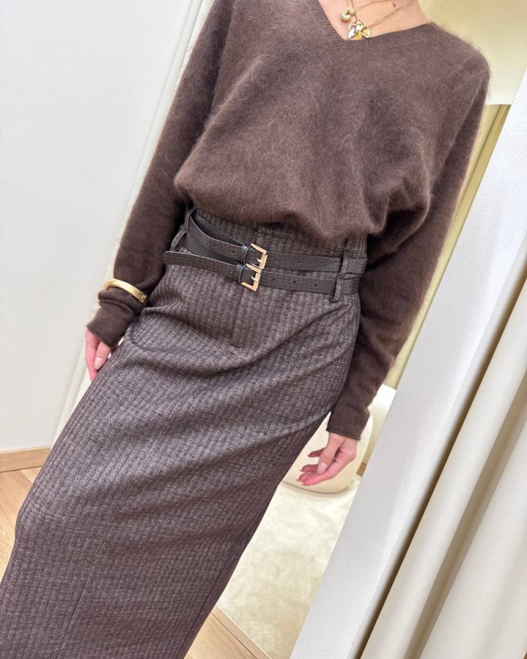 Longuette spigata moro doppia cintura HaveOne Shop Online Longuette spigata moro doppia cintura HaveOne
