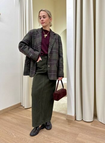 Shop Online Giacca con lana check militare e bordeaux HaveOne