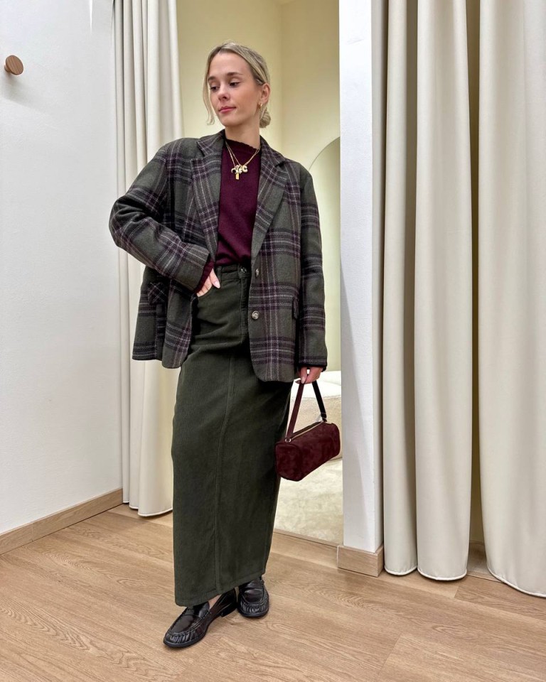 Giacca con lana check militare e bordeaux HaveOne Shop Online Giacca con lana check militare e bordeaux HaveOne