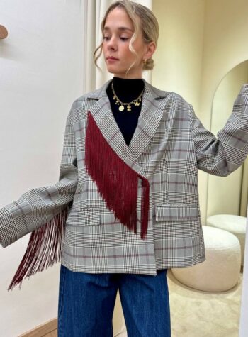 Shop Online Giacca principe di galles e frange bordeaux Tensione In
