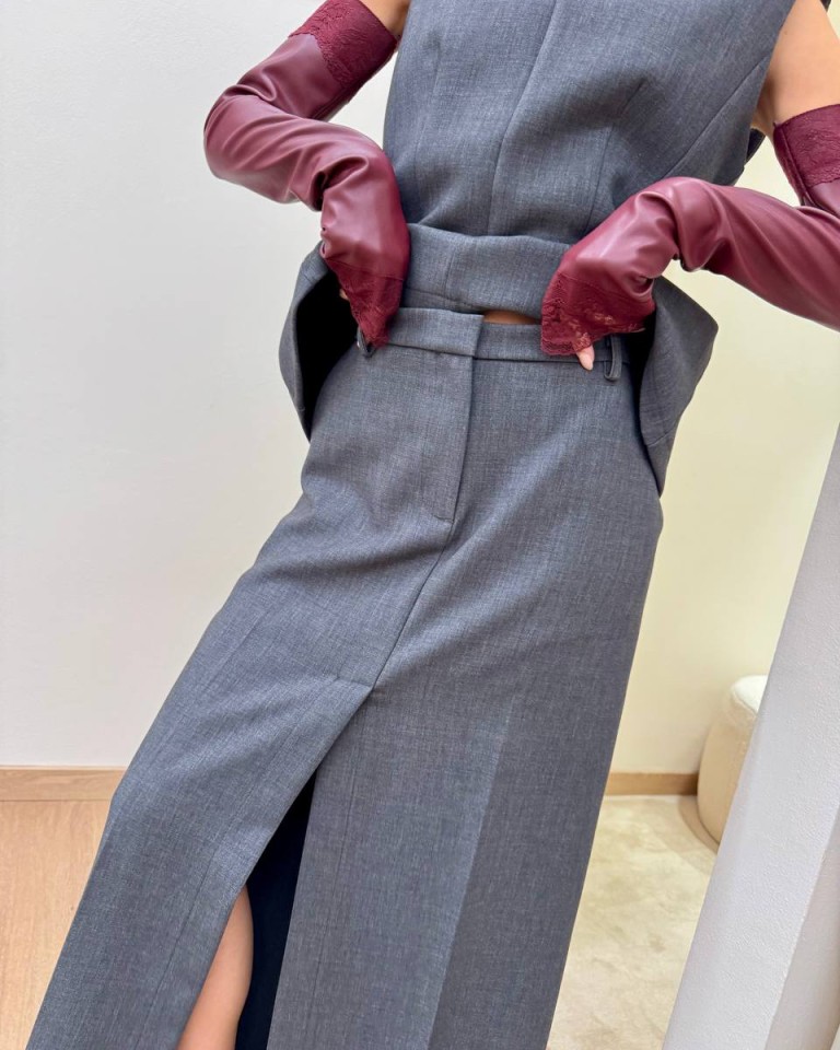 Gonna spacco davanti grigio scuro Tensione In Shop Online Gonna spacco davanti grigio scuro Tensione In
