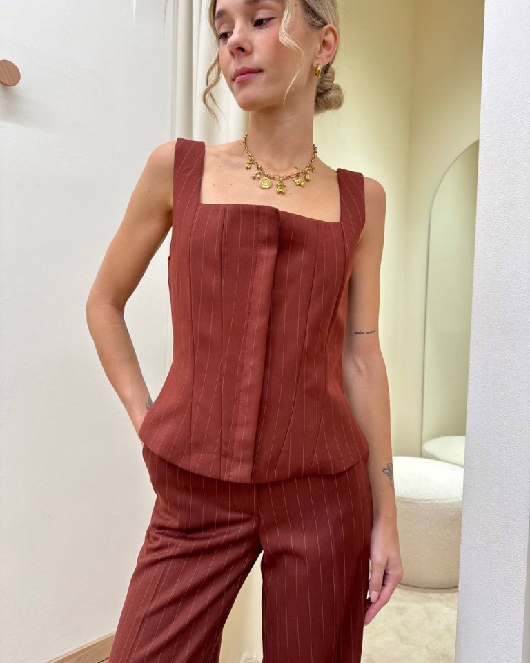 Top bustier gessato mattone Vicolo Shop Online Top bustier gessato mattone Vicolo