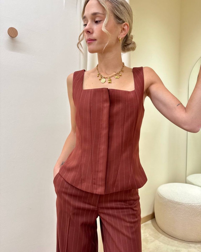 Top bustier gessato mattone Vicolo Shop Online Top bustier gessato mattone Vicolo