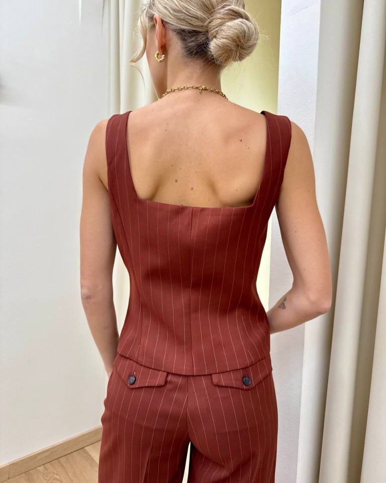 Top bustier gessato mattone Vicolo Shop Online Top bustier gessato mattone Vicolo