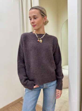 Shop Online Maglione basic girocollo con alpaca moka Kontatto