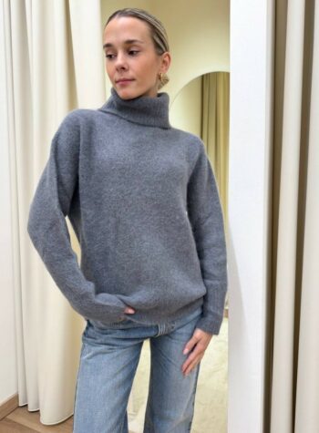 Shop Online Maglione collo alto con alpaca grigio Kontatto