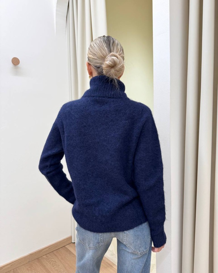Maglione collo alto con alpaca blu navy Kontatto Shop Online Maglione collo alto con alpaca blu navy Kontatto