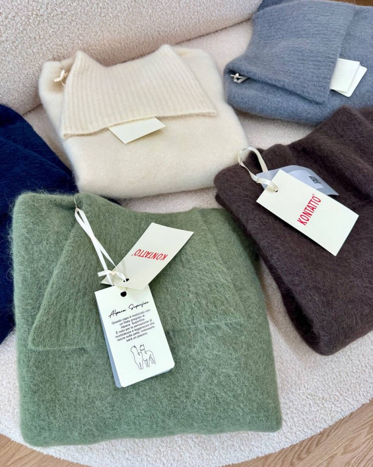 Maglione collo alto con alpaca moka Kontatto Shop Online Maglione collo alto con alpaca moka Kontatto