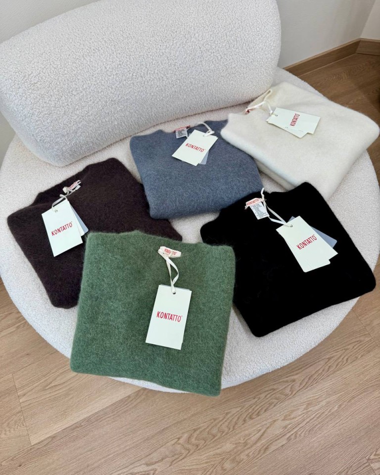 Maglione basic girocollo con alpaca grigio Kontatto Shop Online Maglione basic girocollo con alpaca grigio Kontatto