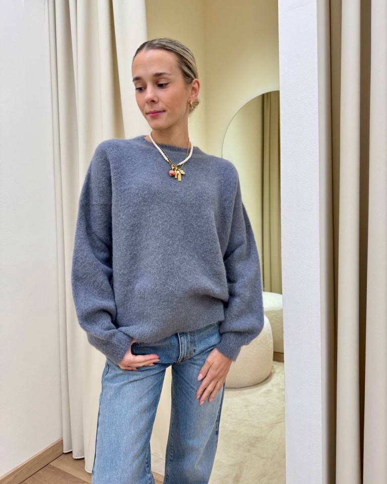 Maglione basic girocollo con alpaca grigio Kontatto Shop Online Maglione basic girocollo con alpaca grigio Kontatto