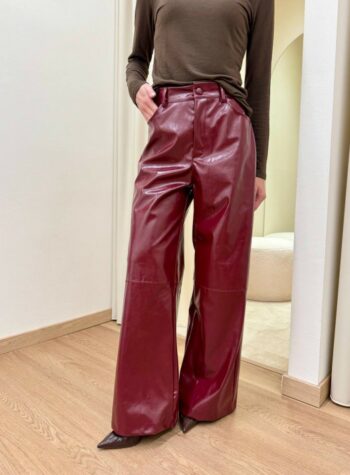 Shop Online Pantalone ecopelle bordeaux Vicolo
