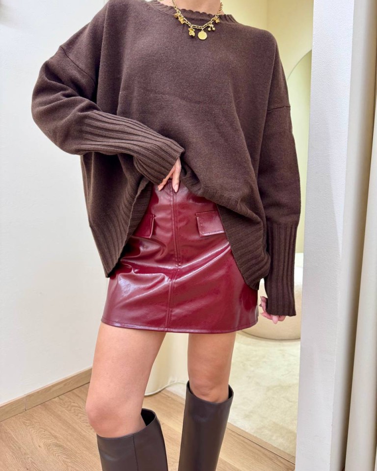 Minigonna ecopelle bordeaux Vicolo Shop Online Minigonna ecopelle bordeaux Vicolo